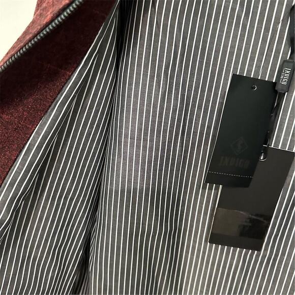 Indigo Star Men's Nedium Crimson Bomber Jacket Windowpane Casual full zip - Picture 5 of 9